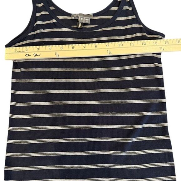 Vince Navy Blue and White Striped Ribbed Knit Long Tank Stretch Size Medium - Picture 7 of 9